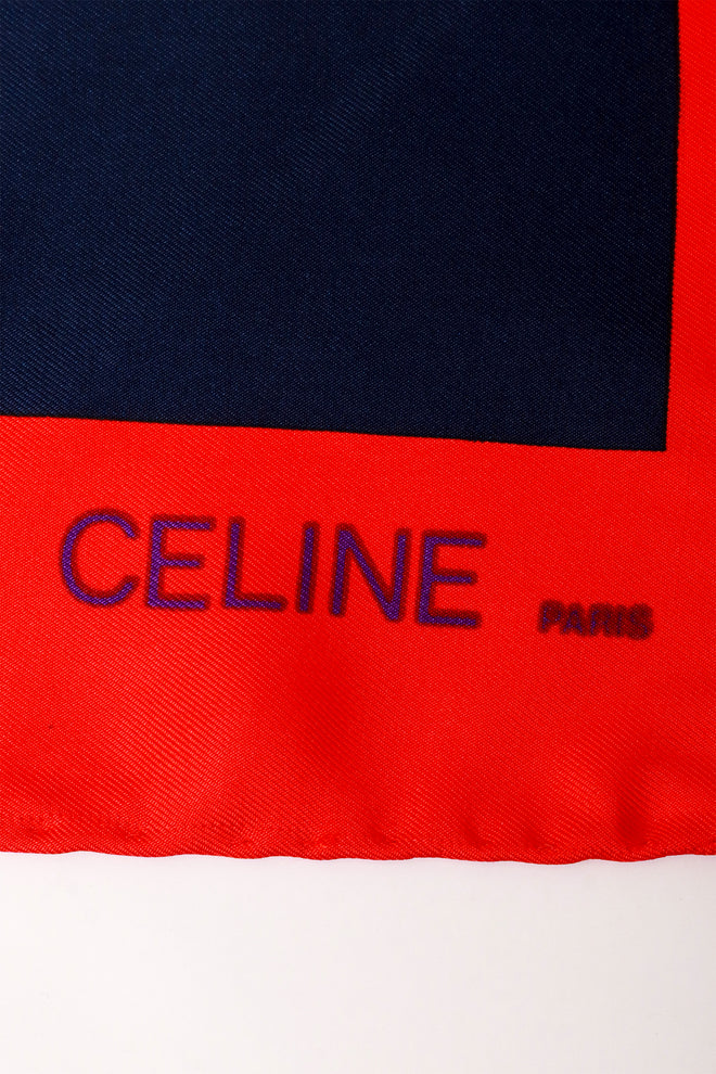 Large silk medal ribbon rope chain silk scarf by Celine  logo signature @ Recess LA