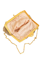 Vintage Whiting & Davis Gold Ribbed Frame Rose Mesh Bag inside @ Recess LA