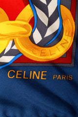 Large silk striped ribbon chain print scarf by Celine logo signature @ Recess LA