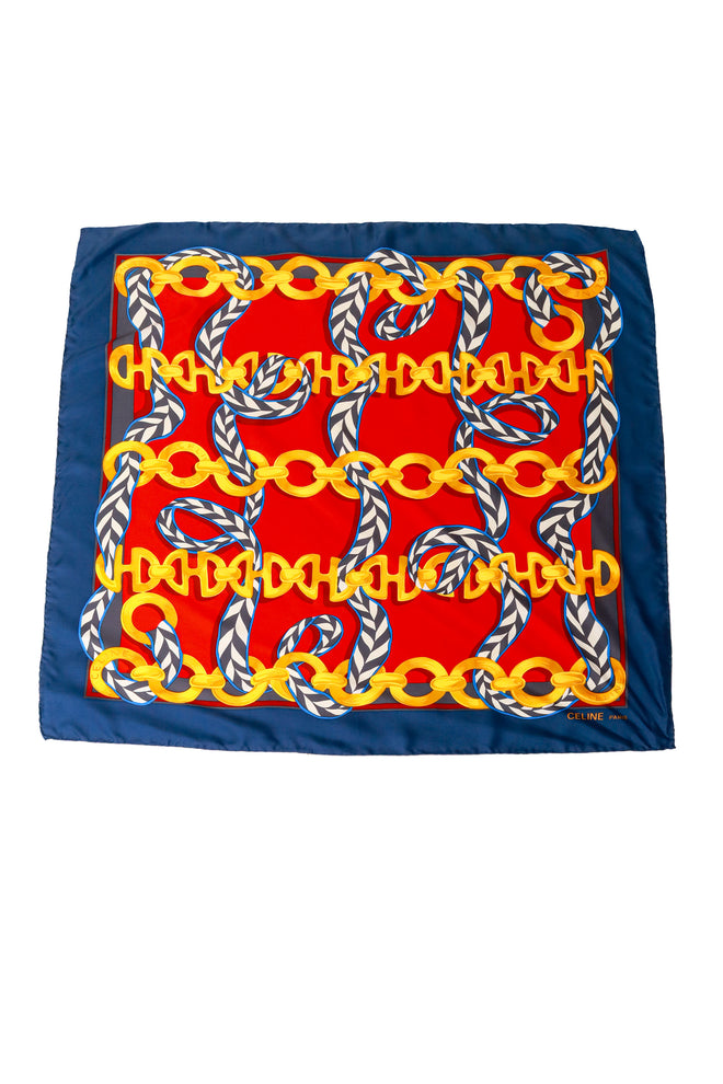 Large silk striped ribbon chain print scarf by Celine @ Recess LA