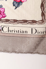 Large silk floral arrangement peacock print scarf by Dior  logo signature @ Recess LA