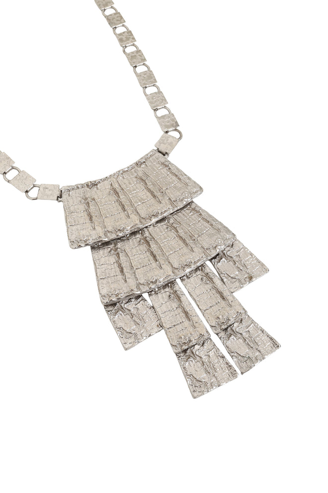 Textured Fringe Plaque Necklace close @ Recess LA