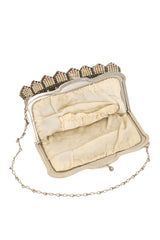 Vintage Whiting & Davis Inlay Frame Deco Mesh Bag open @ Recess LA