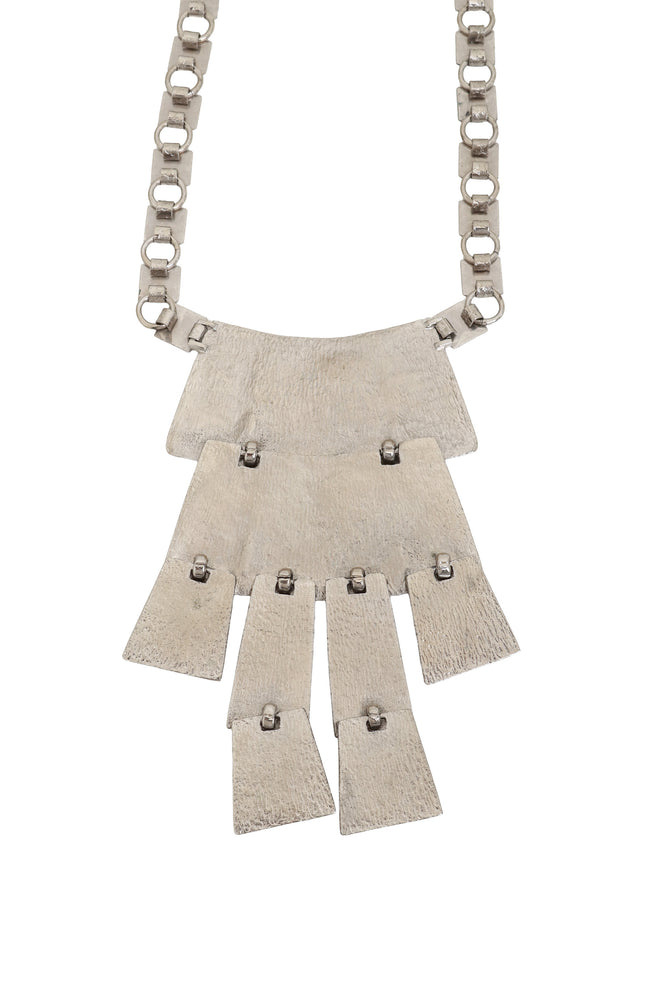 Textured Fringe Plaque Necklace back @ Recess LA
