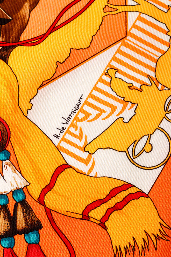 Large silk Feria de Sevilla celebration print scarf by Hermés Watrigant signature @ Recess LA