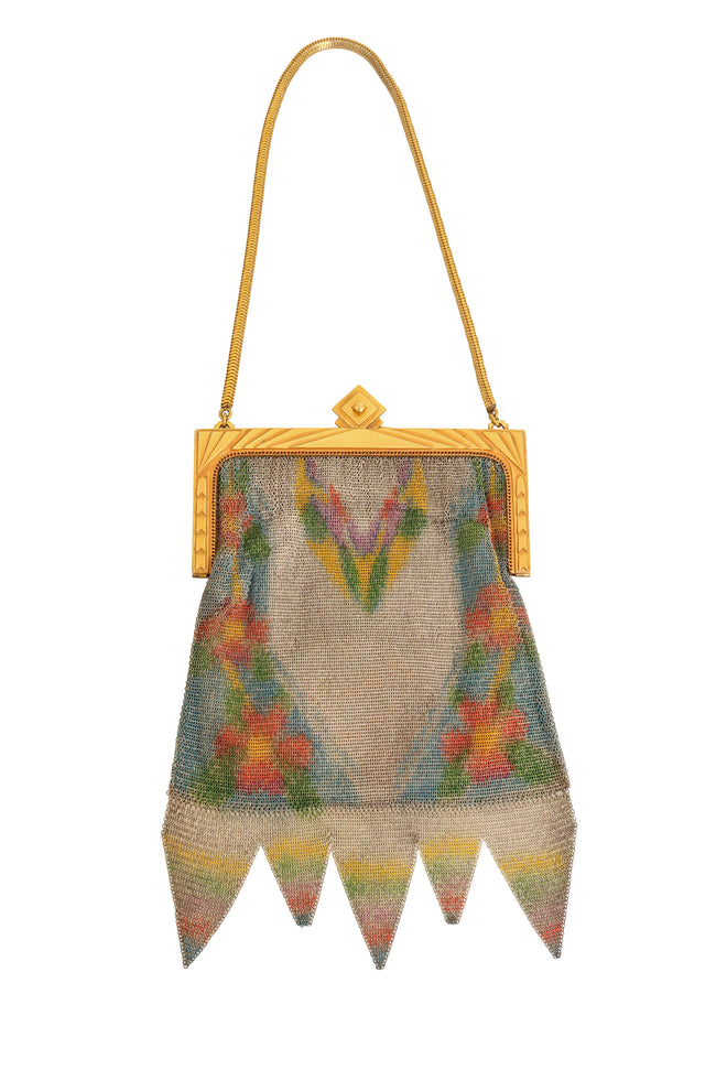 Vintage Whiting & Davis Geo Chevron Floral Mesh Bag @ Recess LA