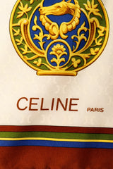 Large silk horse ornament print scarf by Celine logo signature @ Recess LA