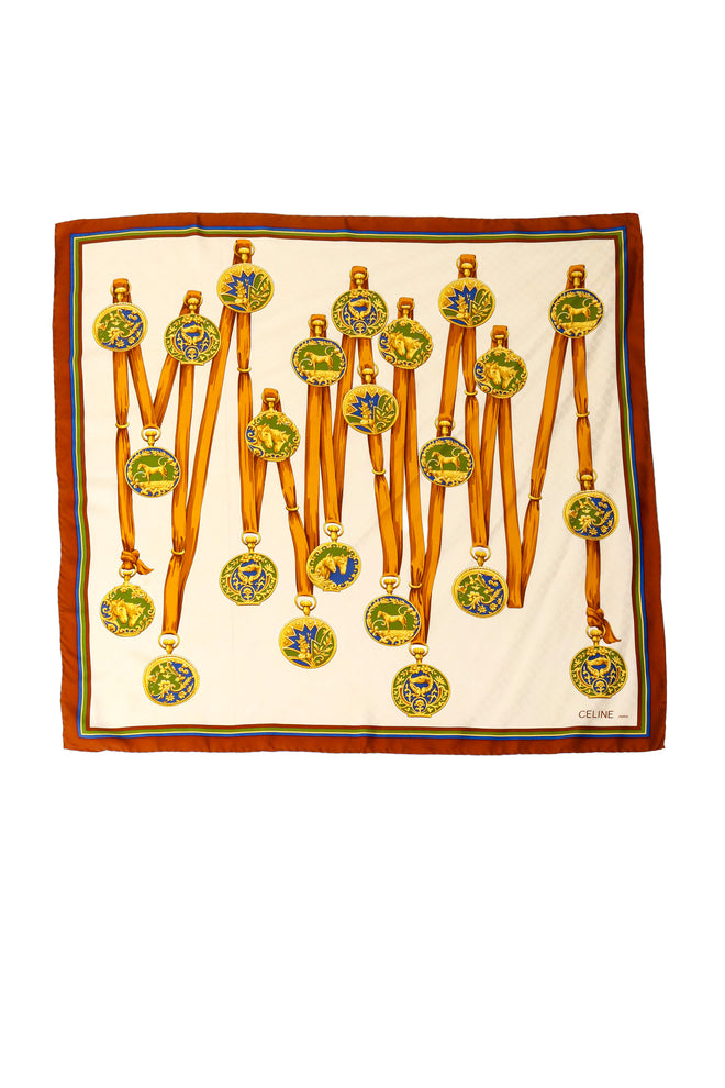 Large silk horse ornament print scarf by Celine @ Recess LA