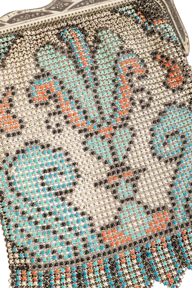 Vintage Whiting & Davis Silver Filigree Noveau Mesh Bag print close @ Recess LA