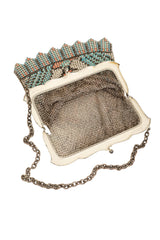 Vintage Whiting & Davis Silver Filigree Noveau Mesh Bag open @ Recess LA