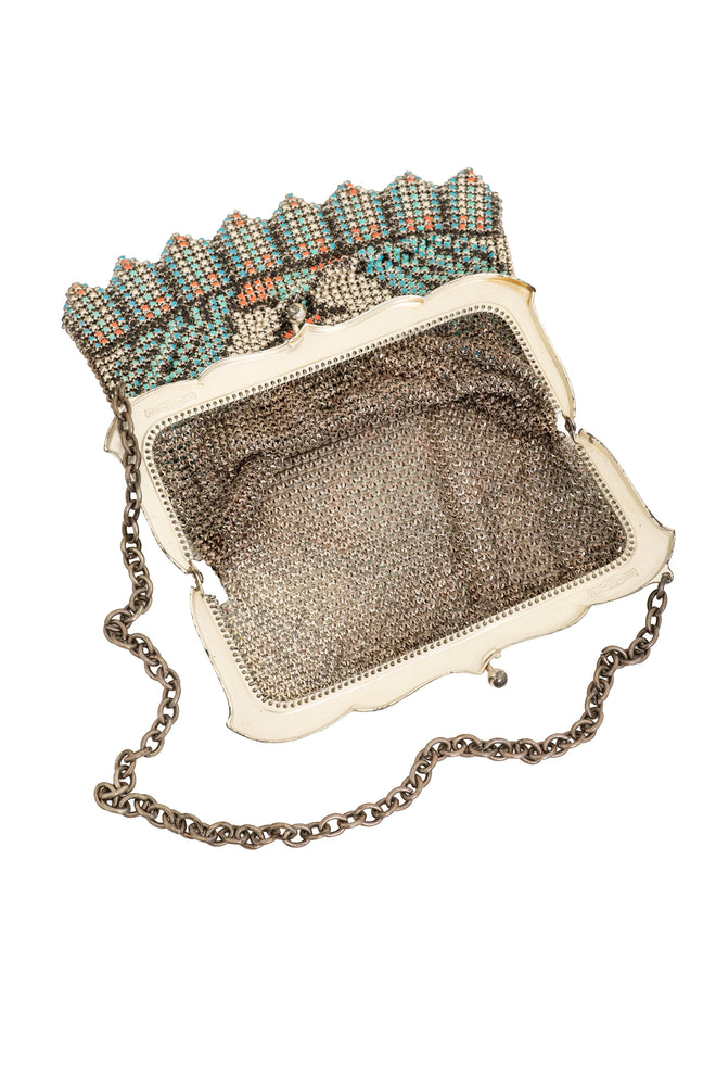 Vintage Whiting & Davis Silver Filigree Noveau Mesh Bag open @ Recess LA