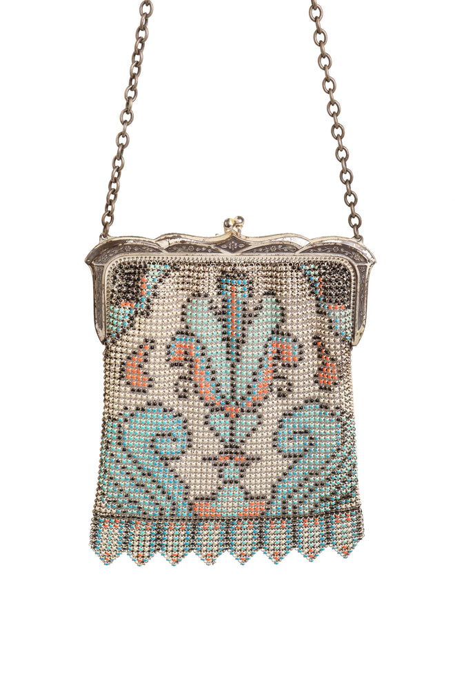 Vintage Whiting & Davis Silver Filigree Noveau Mesh Bag close @ Recess LA