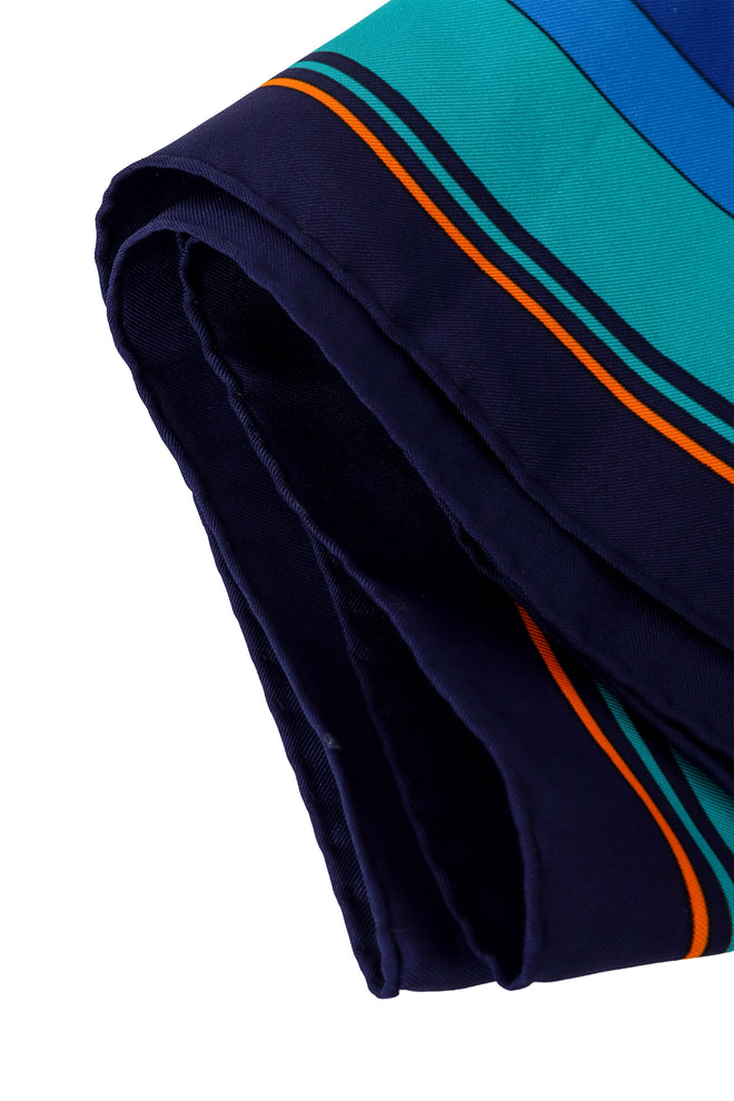Large silk multi-color belt print scarf by Hermés stitching @ Recess LA