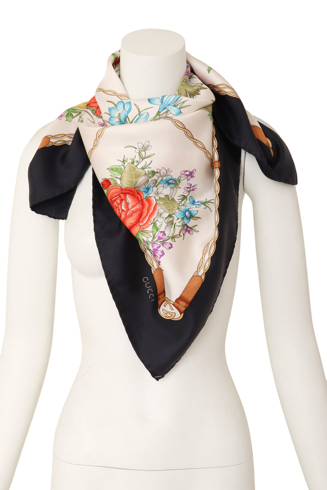 Floral Bouquet Braided Belt Silk Scarf on Mannequin @ Recess LA