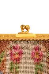 Vintage Whiting & Davis Gold Filigree Floral Mini Mesh Bag clasp @ Recess LA