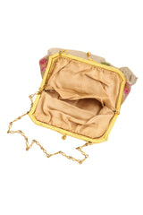 Vintage Whiting & Davis Gold Filigree Floral Mini Mesh Bag inside @ Recess LA