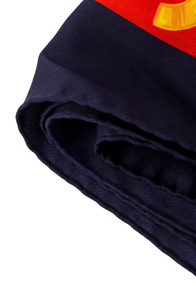 Large silk astro charm chain print scarf by Celine hem stitching @ Recess LA