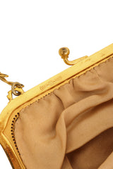 Vintage Whiting & Davis Gold Filigree Floral Mini Mesh Bag signature @ Recess LA