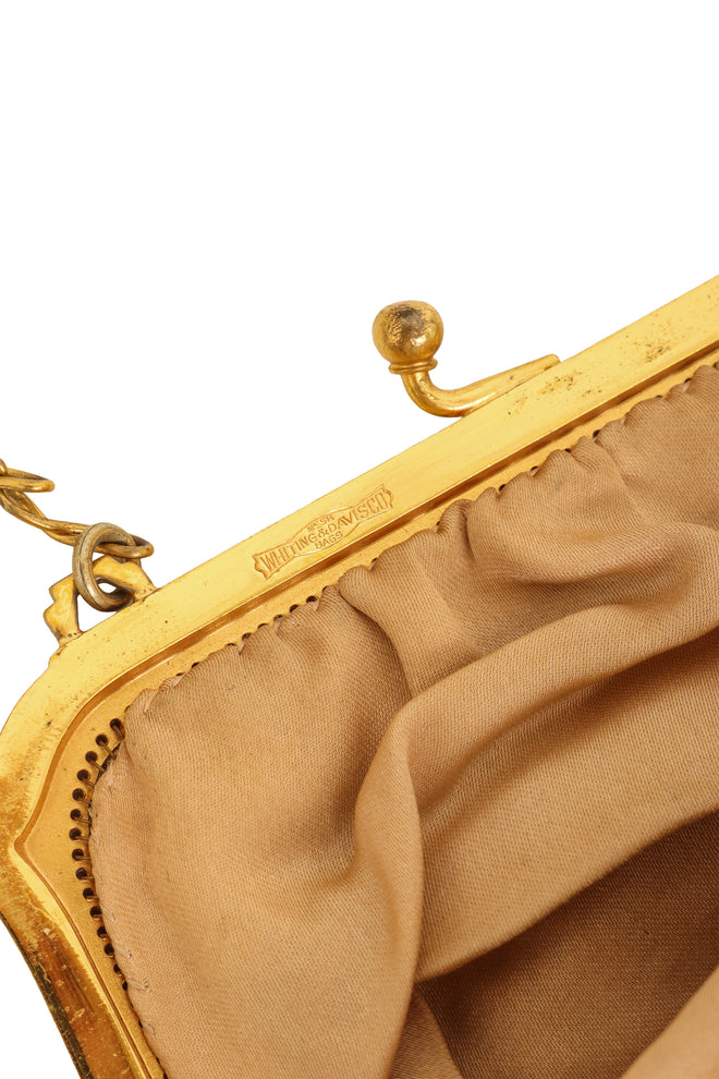 Vintage Whiting & Davis Gold Filigree Floral Mini Mesh Bag signature @ Recess LA