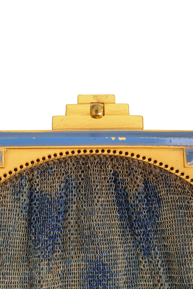 Vintage Whiting & Davis Arch Frame Fringe Mesh Bag enamel chip @ Recess LA