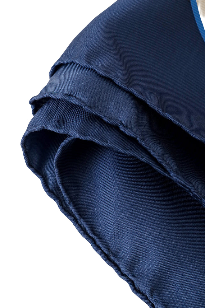 Large silk striped ribbon chain print scarf by Celine hem stitching @ Recess LA