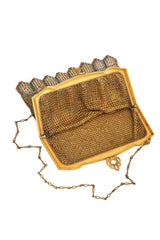 Vintage Whiting & Davis Filigree Geo Floral Mesh Bag open @ Recess LA