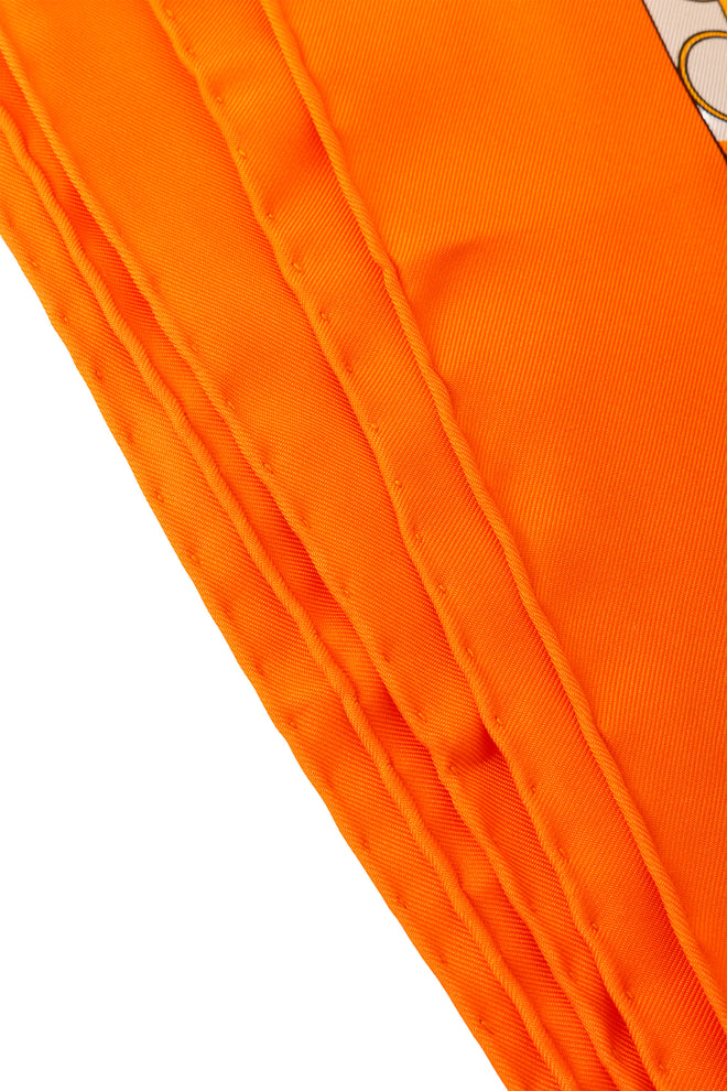Large silk Feria de Sevilla celebration print scarf by Hermés hem stitching  @ Recess LA