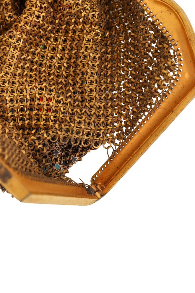 Vintage Whiting & Davis Filigree Geo Floral Mesh Bag loose side @ Recess LA