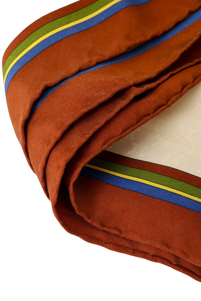 Large silk horse ornament print scarf by Celine hem stitching @ Recess LA