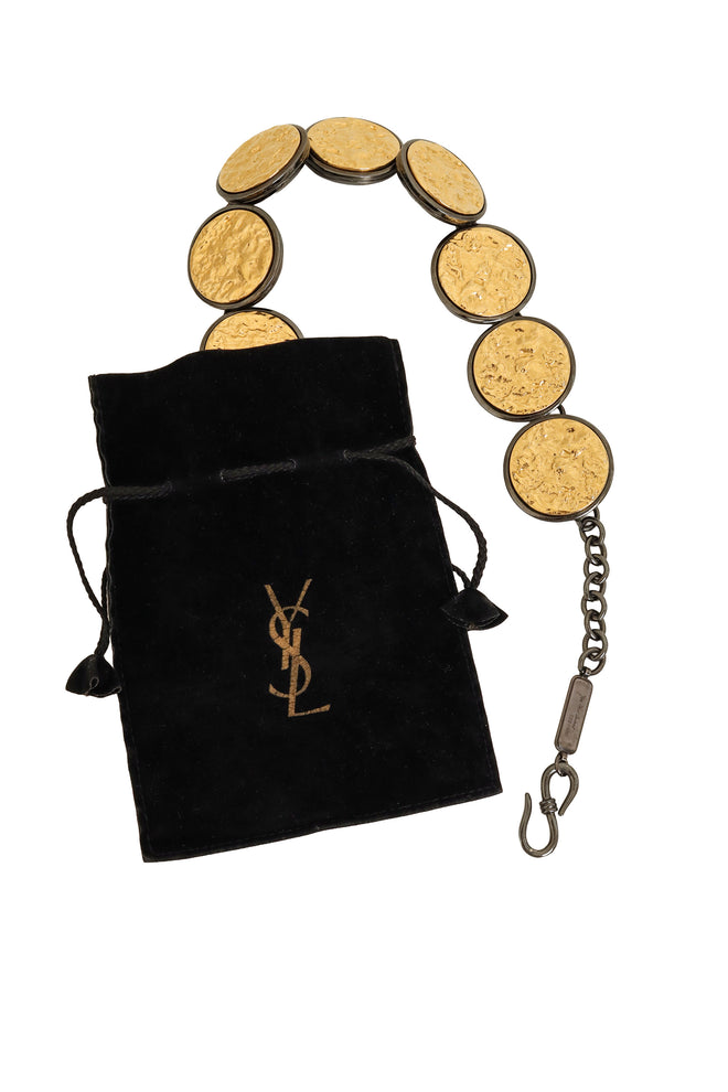 Hammered Disc Necklace by Yves Saint Laurent with dustbag @ Recess LA