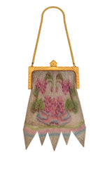 Vintage Whiting & Davis Gold Geo Frame Floral Mesh Bag @ Recess LA