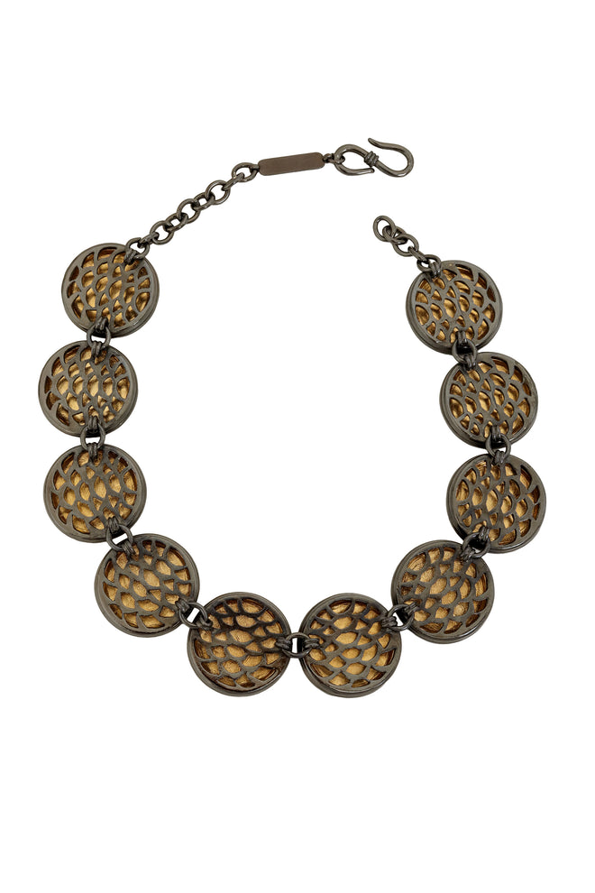 Hammered Disc Necklace by Yves Saint Laurent back @ Recess LA