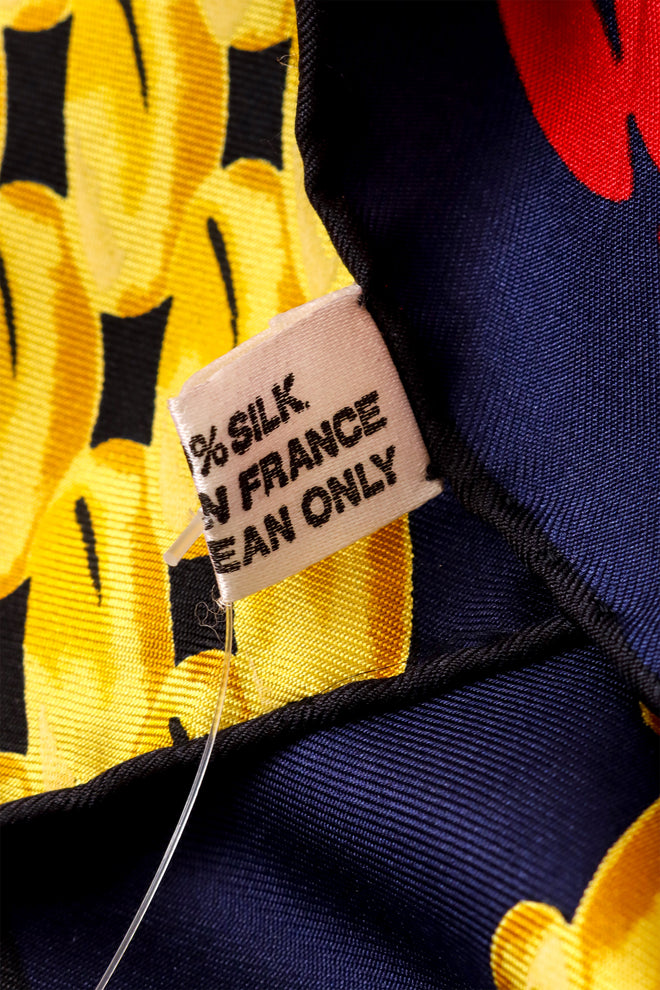 Large silk rings chainlink print scarf by Cartier materials care tag @ Recess LA