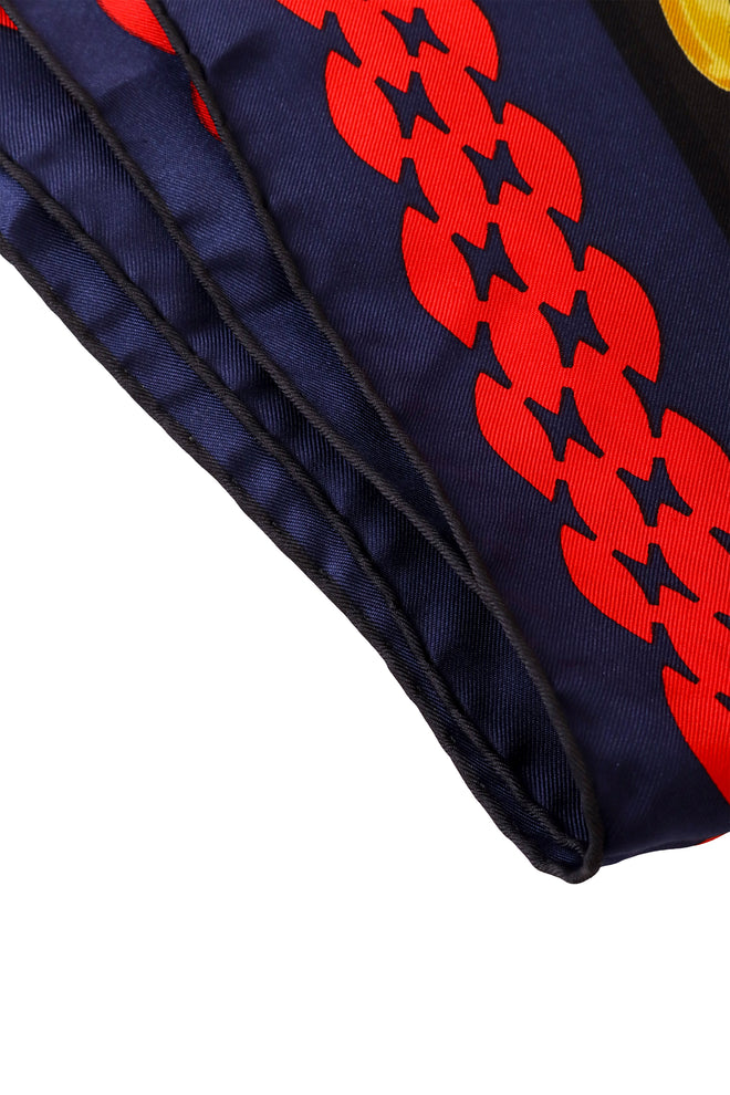 Large silk rings chainlink print scarf by Cartier hem stitching @ Recess LA