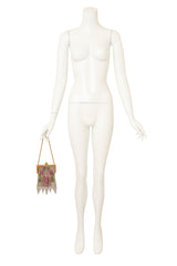 Vintage Whiting & Davis Gold Geo Frame Floral Mesh Bag on mannequin @ Recess LA