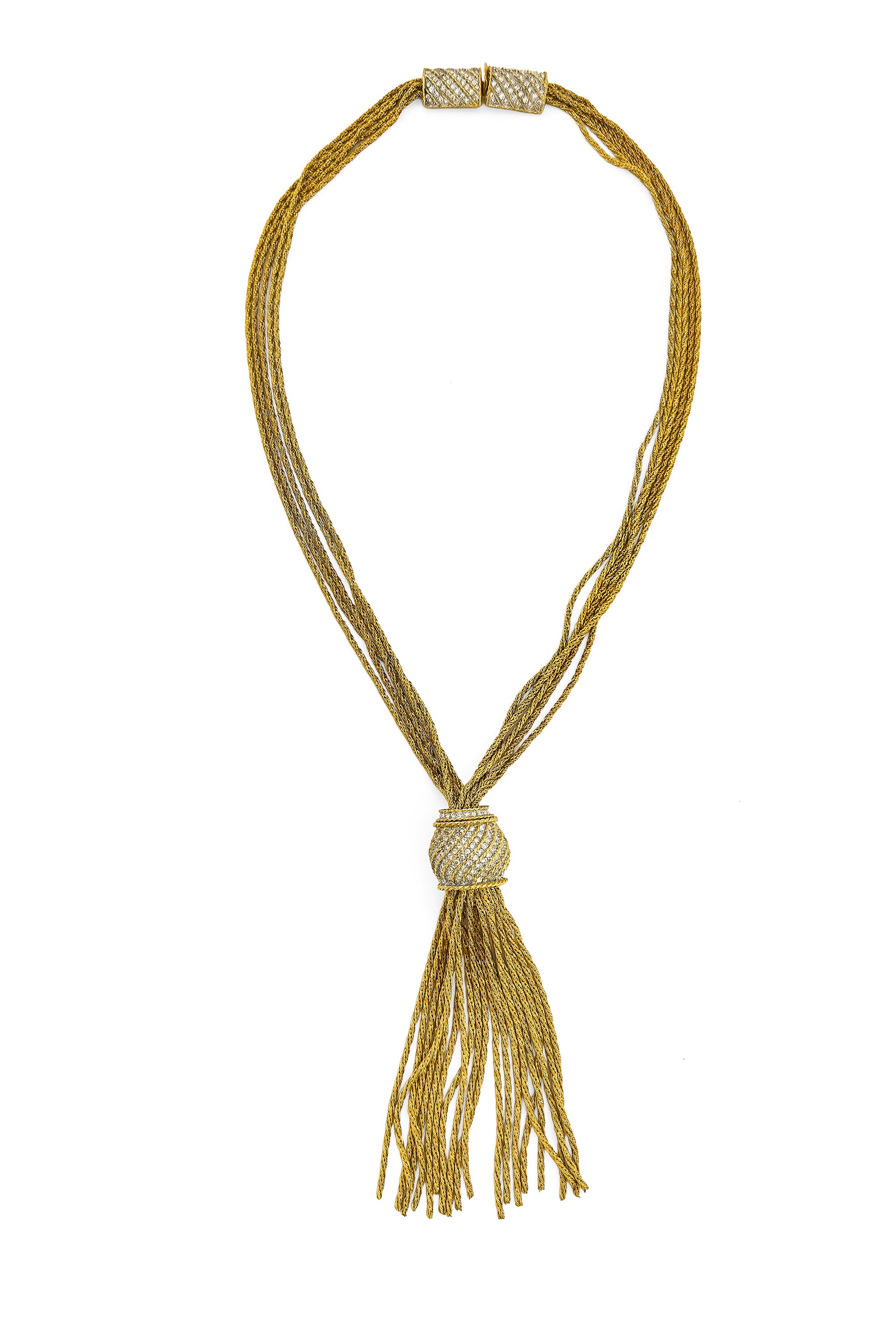 Multistrand Rhinestone Tassel Necklace by D'Orlan @ Recess LA