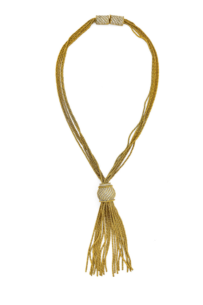 Multistrand Rhinestone Tassel Necklace by D'Orlan @ Recess LA