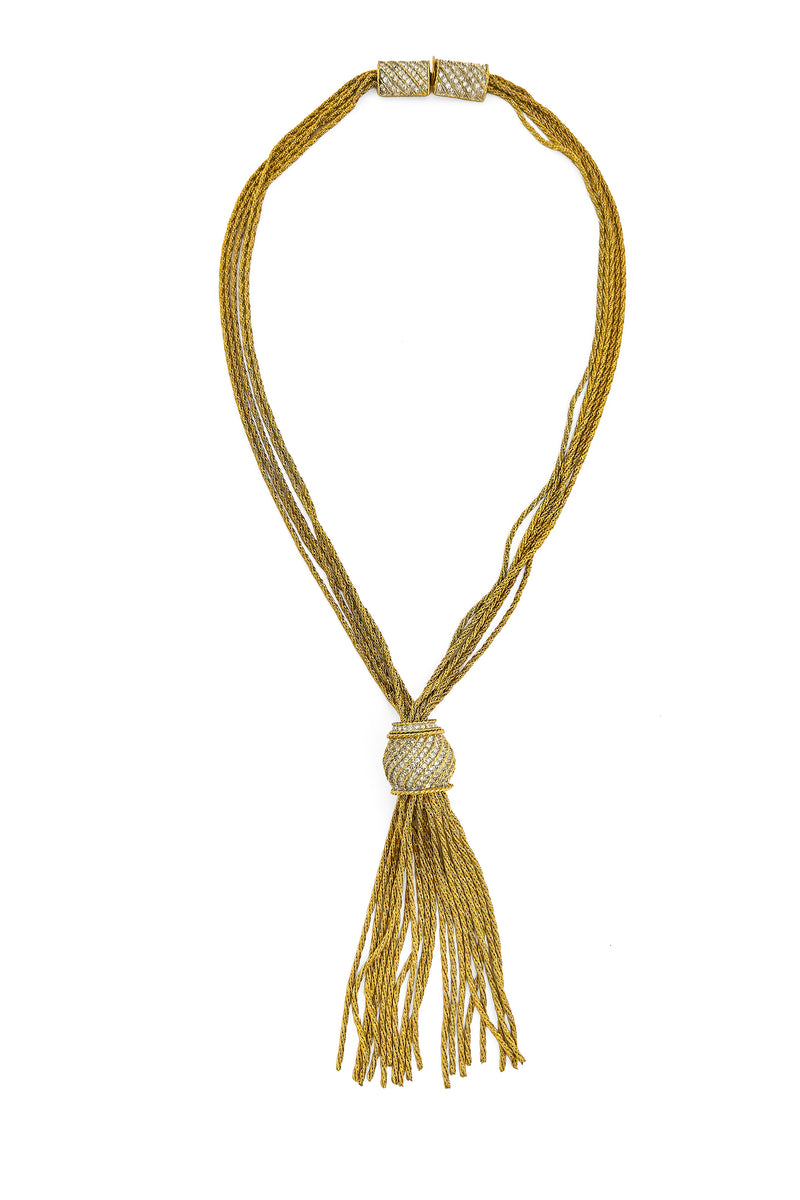 Multistrand Rhinestone Tassel Necklace by D'Orlan @ Recess LA