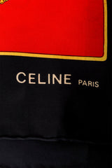 Large silk tassel and chain radial print scarf by Celine logo signature @ Recess LA