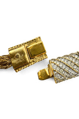 Multistrand Rhinestone Tassel Necklace by D'Orlan cartouche and clasp @ Recess LA