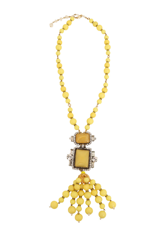 Beaded Fringe Pendant Necklace by Moans @ Recess LA