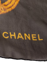 Extra large sheer sunflower print silk scarf by Chanel logo signature @ Recess LA