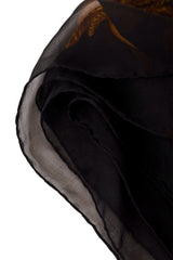 Extra large sheer sunflower print silk scarf by Chanel hem stitching @ Recess LA