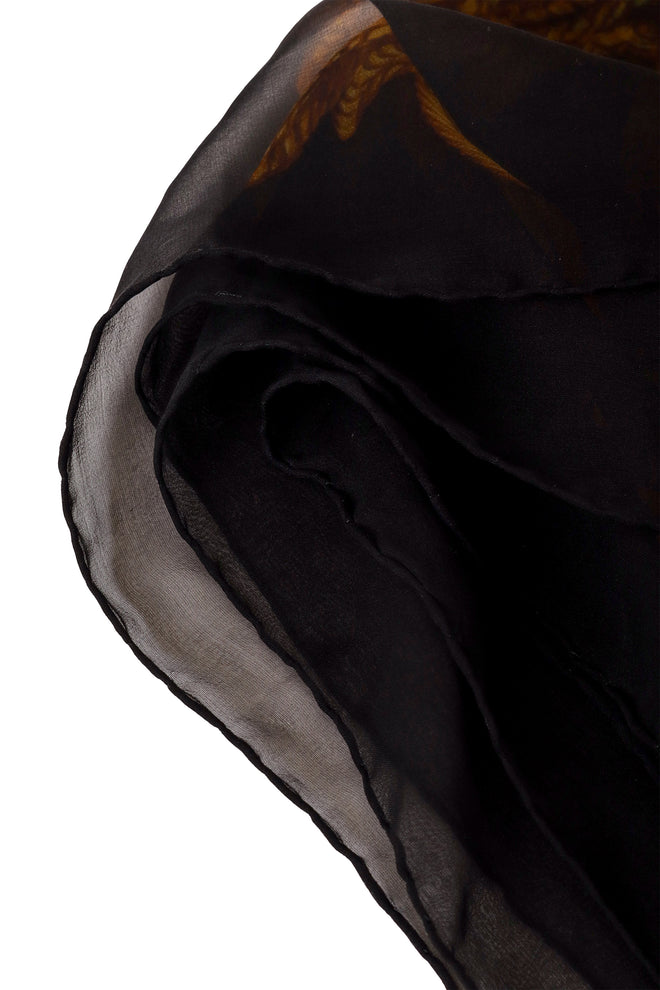 Extra large sheer sunflower print silk scarf by Chanel hem stitching @ Recess LA