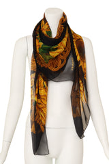 Extra large sheer sunflower print silk scarf by Chanel on mannequin @ Recess LA