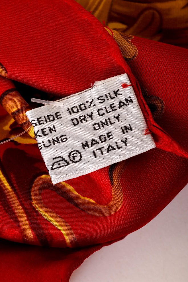 Large silk golden wheat filigree print scarf by Chanel material care tag @ Recess LA