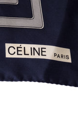 Large silk horse and carriage print scarf by Celine logo signature @ Recess LA