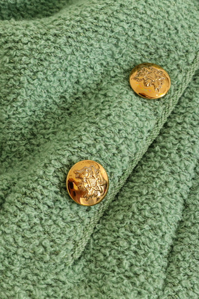 Vintage Adolfo Chain Bouclé Knit Skirt Suit Set button wear @ Recess LA