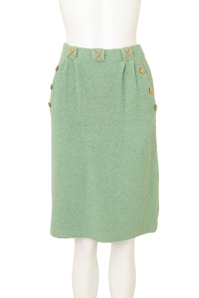 Vintage Adolfo Chain Bouclé Knit Skirt Suit Set on mannequin skirt only @ Recess LA