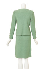 Vintage Adolfo Chain Bouclé Knit Skirt Suit Set on mannequin back @ Recess LA